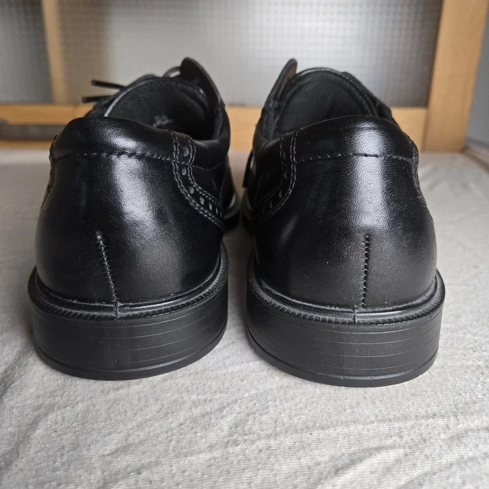 ECCO Wingtip Oxford Mens 9-9.5 Black Leather Brogue Dress Shoes Lace Up Like New